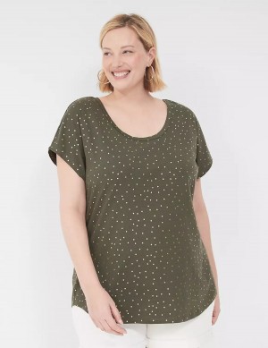 Lane Bryant Shimmer Foil Strappy-Back Tee Magliette Donna Verdi | MEL5386VU