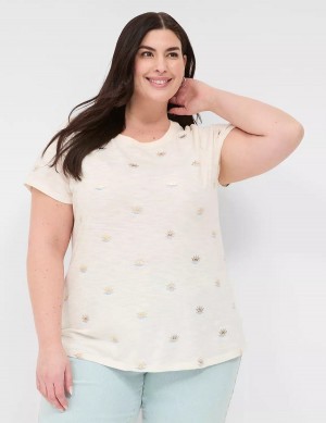 Lane Bryant Shimmer Sunshine Graphic Tee Magliette Donna Bianche | OGK871AN