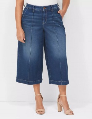 Lane Bryant Signature Fit Wide Leg Crop Jeans Donna Blu Scuro | ELQ3312WW