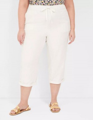 Lane Bryant Slub Pull-On Crop Pantaloni Donna Bianche Rosa | DME2657XY