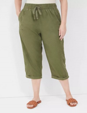 Lane Bryant Slub Pull-On Crop Pantaloni Donna Verdi | RLK8795VR