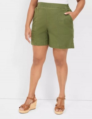 Lane Bryant Slub Pull-On Pantaloncini Donna Verdi | HRT8653HL