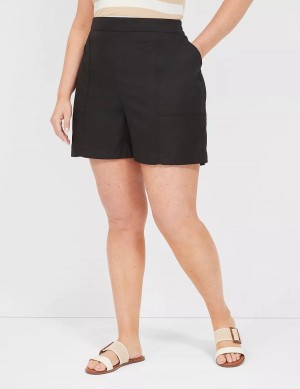 Lane Bryant Slub Pull-On Pantaloncini Donna Nere | AVT3641NN