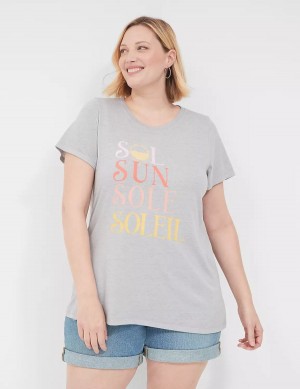 Lane Bryant Sol Sun Graphic Tee Magliette Donna Grigie | GHX7430HQ