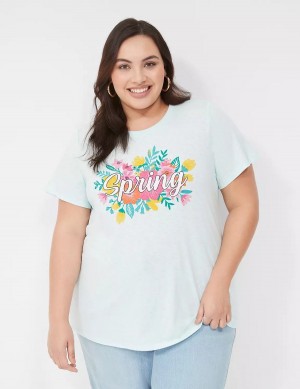 Lane Bryant Spring Graphic Tee Magliette Donna Blu | HDN527WH