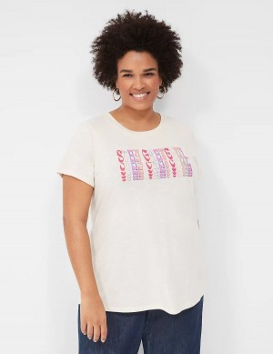 Lane Bryant Stay Grateful Graphic Tee Magliette Donna Bianche | KXA8379OJ