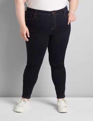 Lane Bryant Straight Fit High-Rise Sateen Skinny Jeans Donna Blu Scuro | MRQ1749SI