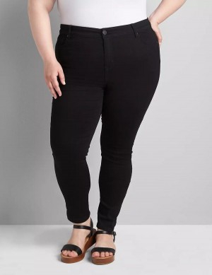 Lane Bryant Straight Fit High-Rise Sateen Skinny Jeans Donna Nere | SES979OJ