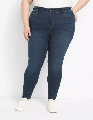 Lane Bryant Straight Fit High-Rise Skinny Jeans Donna Blu Scuro | YNT5291FE