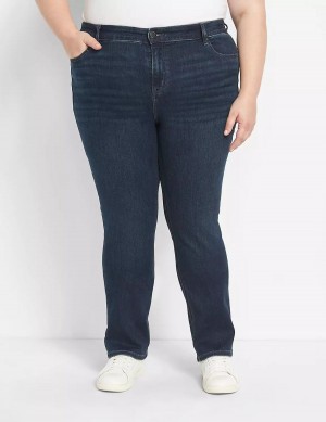 Lane Bryant Straight Fit High-Rise Straight Jeans Donna Blu Scuro | LGO9047MC