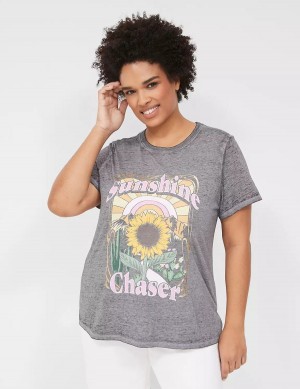 Lane Bryant Sunshine Chaser Graphic Tee Magliette Donna Grigie | MWX8929RJ