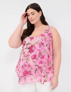 Lane Bryant Swing Double-Layer Chiffon Canotta Donna Rosa Rosa | PAA7766RL