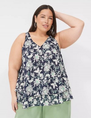 Lane Bryant Swing Double-Layer Chiffon Canotta Donna Blu Marino Viola | MXY5365QG