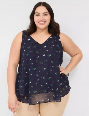 Lane Bryant Swing Double-Layer Chiffon Canotta Donna Blu Marino | LJV5435LP