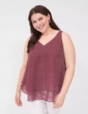 Lane Bryant Swing Double-Layer Chiffon Canotta Donna Bordeaux | BHS9343BB