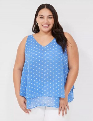 Lane Bryant Swing Double-Layer Chiffon Canotta Donna Blu | ACY5867LP