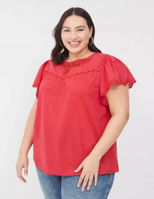 Lane Bryant Swing Eyelet-Trim Popover Camicetta Donna Rosse | IVW5562UX