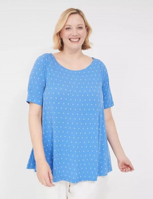 Lane Bryant Swing Matte Jersey Boatneck Top Magliette Donna Blu | GJD6461HY