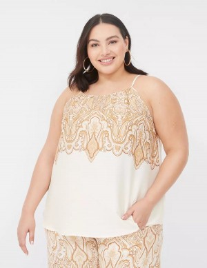 Lane Bryant Swing Satin Top Canotta Donna Bianche Marroni | RKU8528AX