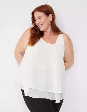 Lane Bryant Swing Sleeveless Double-Layer Shell Canotta Donna Bianche Rosa | ICL6869HS