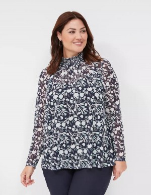 Lane Bryant Swing Smocked-Neck Top With Attached Cami Camicetta Donna Verde Acqua | RJM3522RW