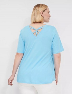 Lane Bryant Swing Strappy-Back Tee Magliette Donna Blu | WJJ1276KY