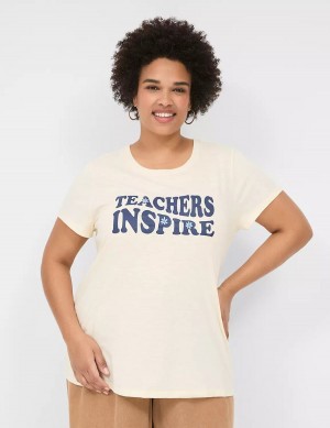 Lane Bryant Teachers Inspire Graphic Tee Magliette Donna Bianche | CRR7270XB