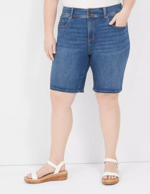 Lane Bryant Tighter Tummy Fit High-Rise Bermuda Jean Pantaloncini Donna Blu | OIC5061HB