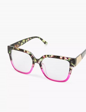 Lane Bryant Tortoiseshell Print & Pink Cateye Reading Occhiali Donna Nere Rosse | DUW7275RV