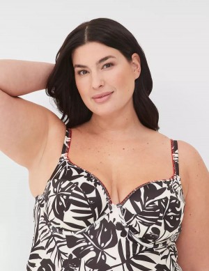 Lane Bryant Underwire Balconette Tankini Top Bikini Donna Bianche Nere | JWO7992GD