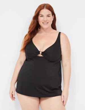 Lane Bryant Underwire O-Ring Tankini Top Bikini Donna Nere | MJK2747NG