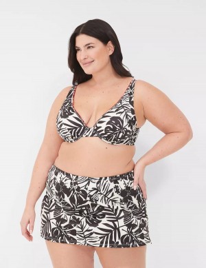 Lane Bryant Underwire Plunge Top Bikini Donna Bianche Nere | CBA5648PJ