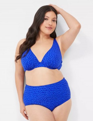 Lane Bryant Underwire Plunge Top Bikini Donna Blu Scuro | BZI8327VK