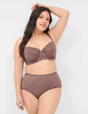 Lane Bryant Unlined with Lace Reggiseno A Balconcino Donna Grigie Profondo Marroni | ZRE6654UP