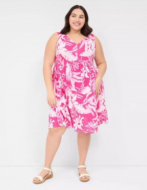 Lane Bryant V-Neck Easy Swing Vestito Casual Donna Rosa | FQW4184JR