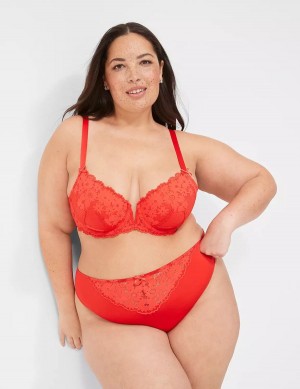 Lane Bryant V-Wire Lace Reggiseno A Balconcino Donna Rosse Profondo | SVP585HE