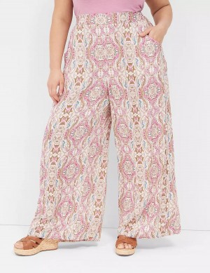 Lane Bryant Wide Leg Vacation Pantaloni Donna Rosa | QNZ5521EK