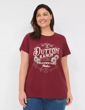 Lane Bryant Yellowstone Dutton Ranch Graphic Tee Magliette Donna Rosse | WPV1583PA