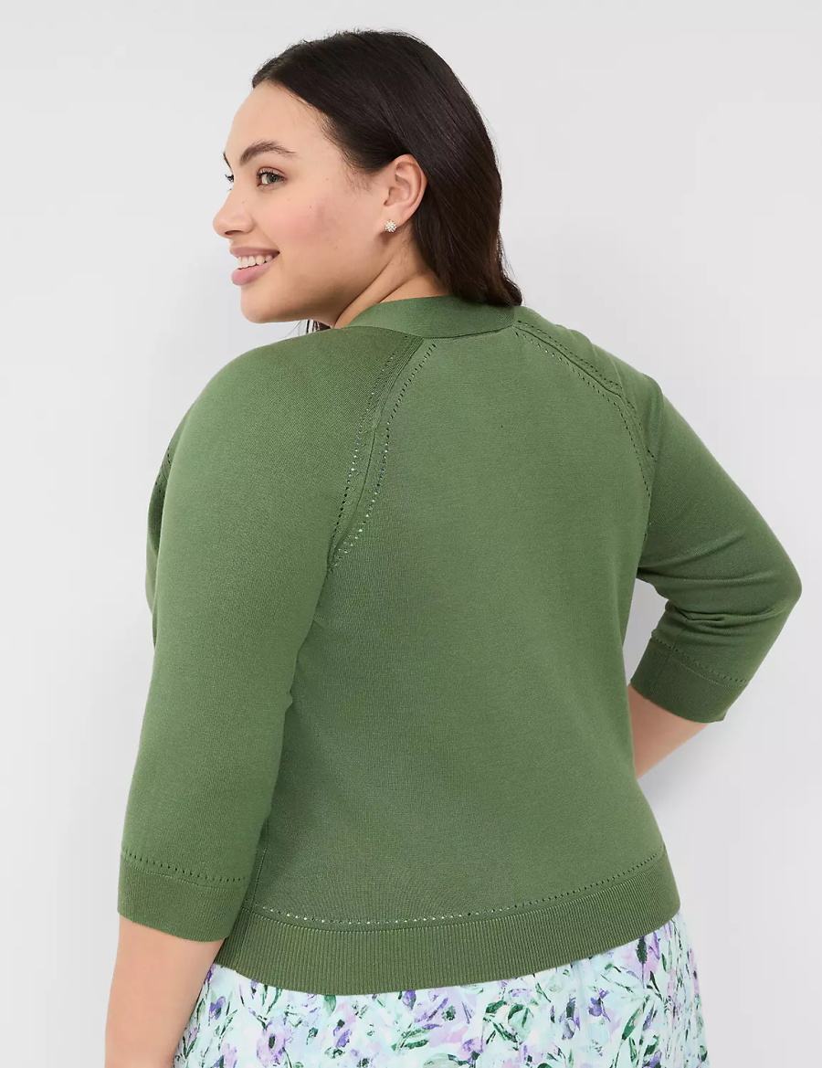 Lane Bryant 3/4-Sleeve Open-Front Shrug Maglioni Donna Marroni Verdi | MSZ331KZ