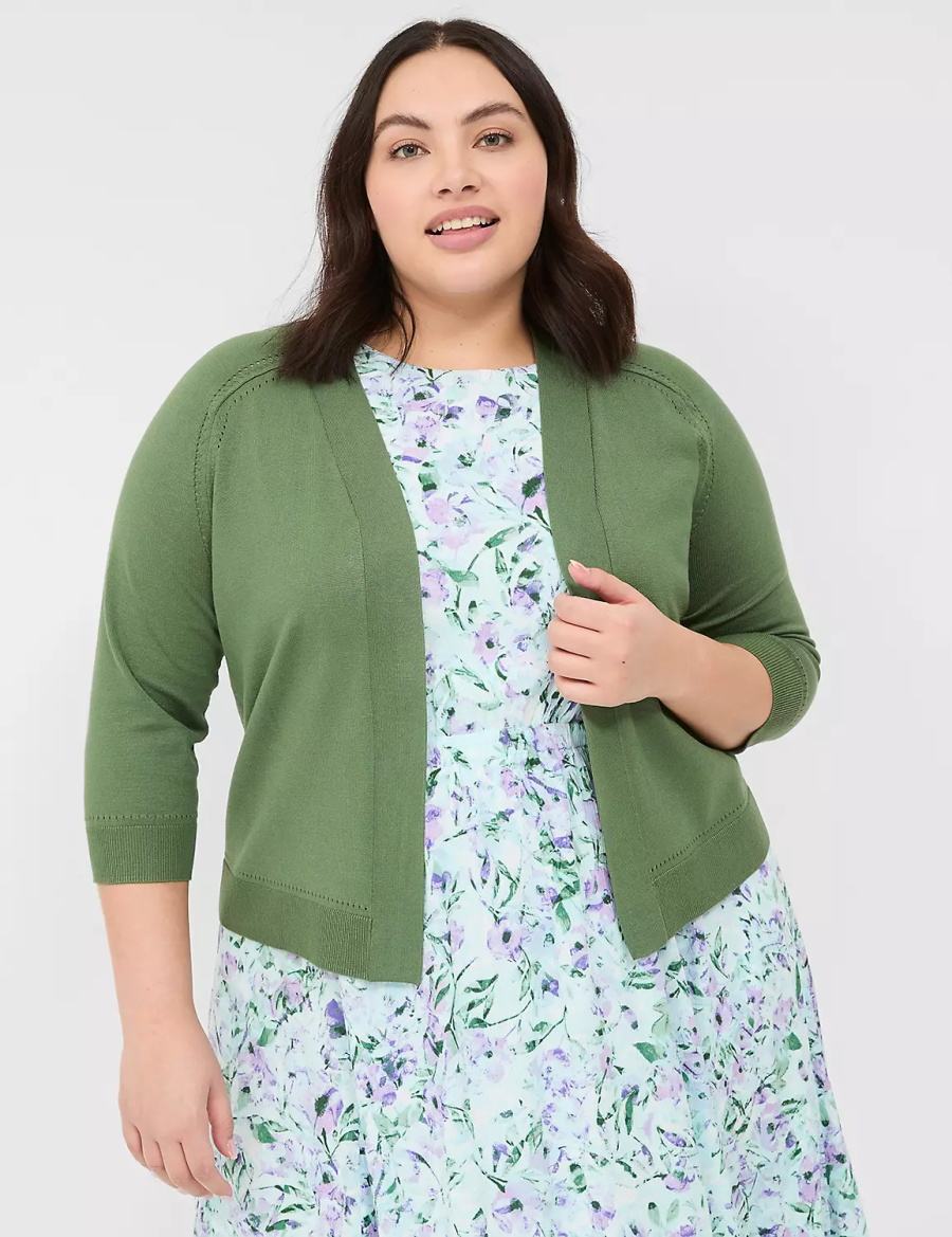 Lane Bryant 3/4-Sleeve Open-Front Shrug Maglioni Donna Marroni Verdi | MSZ331KZ