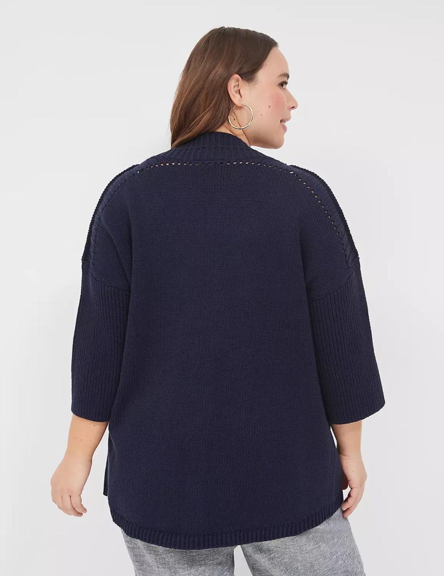 Lane Bryant 3/4-Sleeve Open-Front Shrug Maglioni Donna Blu | QNL564OH