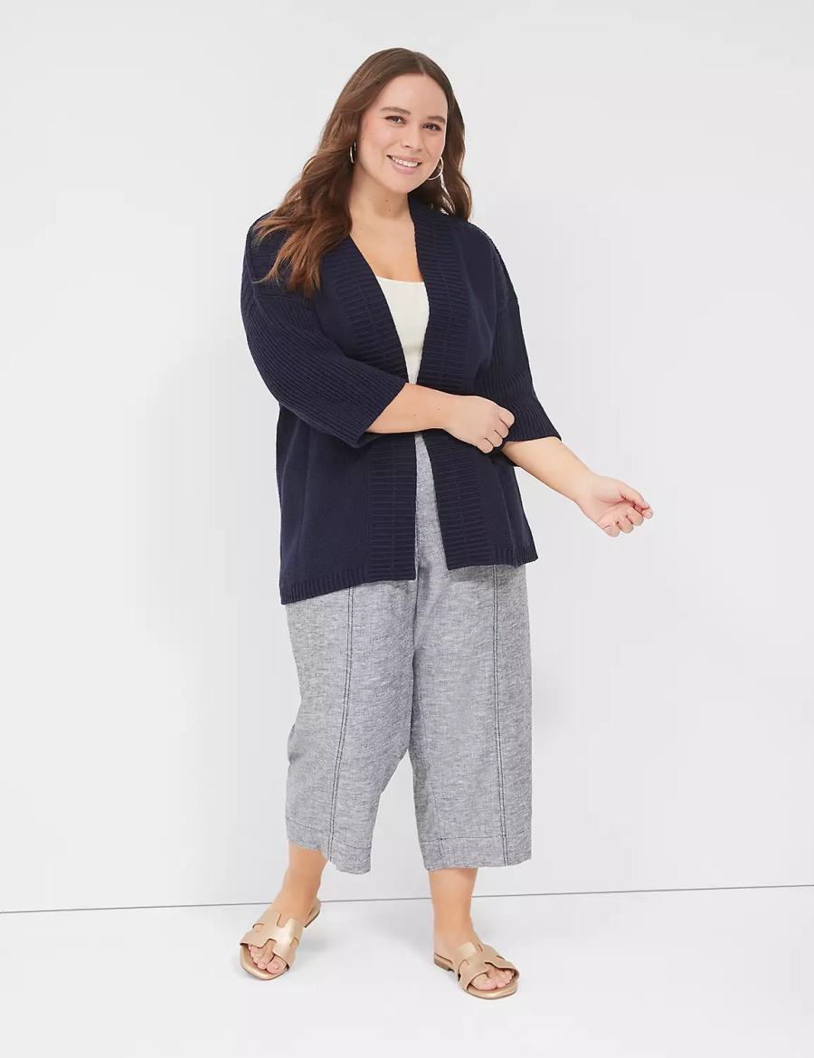 Lane Bryant 3/4-Sleeve Open-Front Shrug Maglioni Donna Blu | QNL564OH