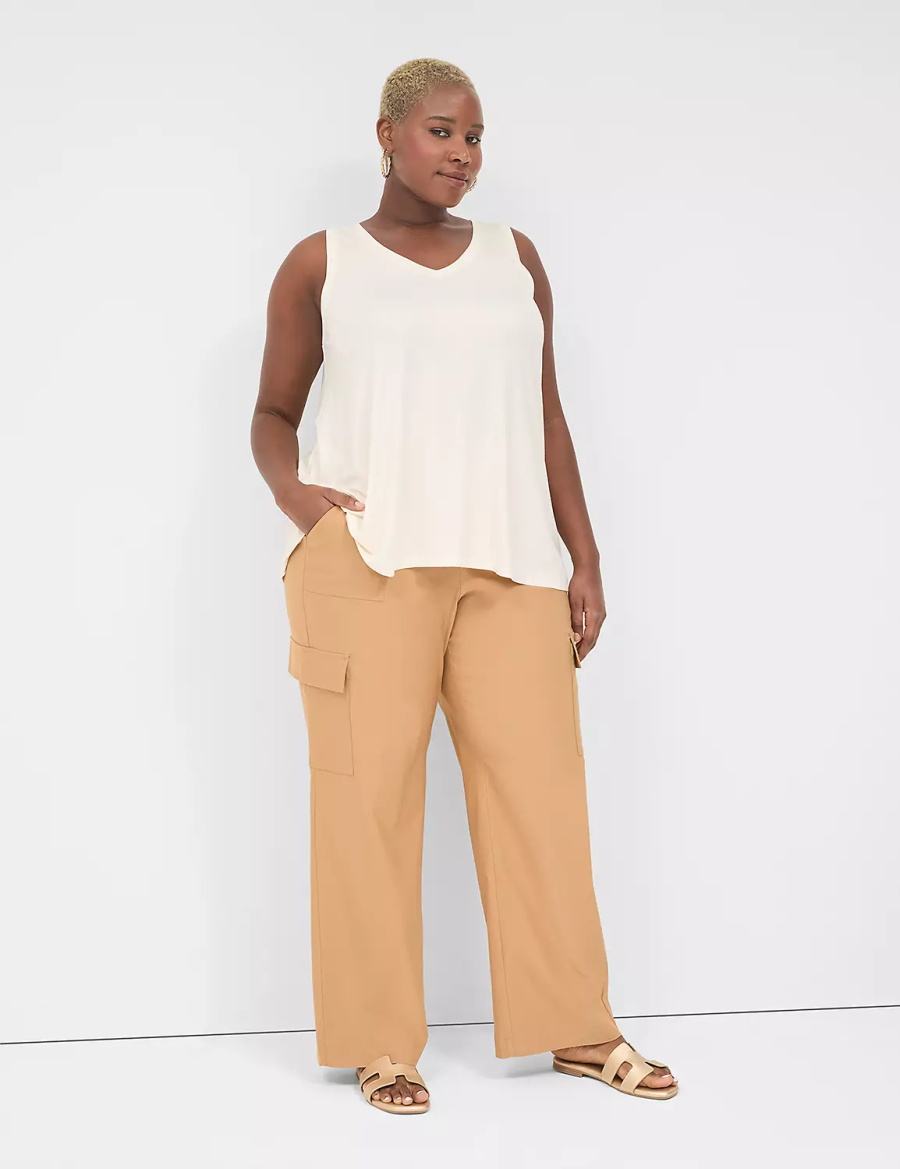 Lane Bryant 4-Season Pull-On Straight Cargo Pantaloni Donna Marroni | KDV7141IF