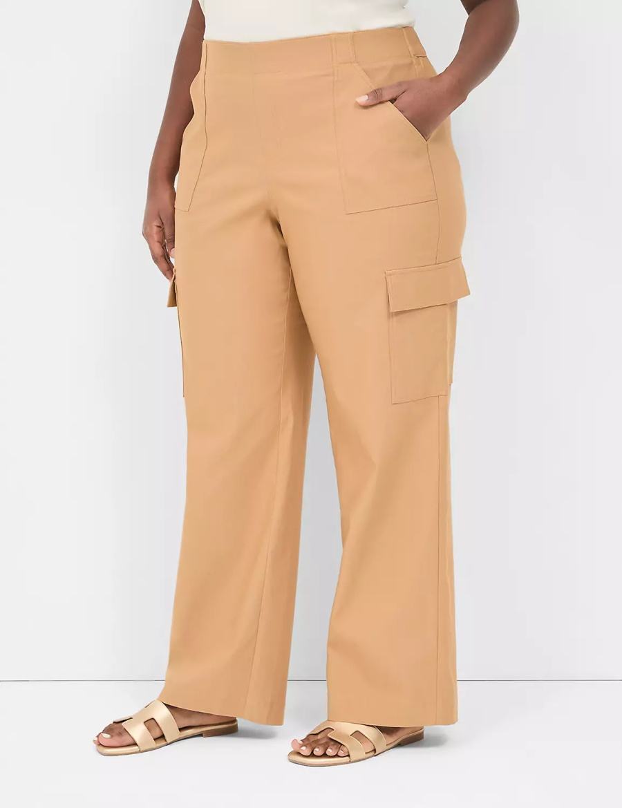 Lane Bryant 4-Season Pull-On Straight Cargo Pantaloni Donna Marroni | KDV7141IF