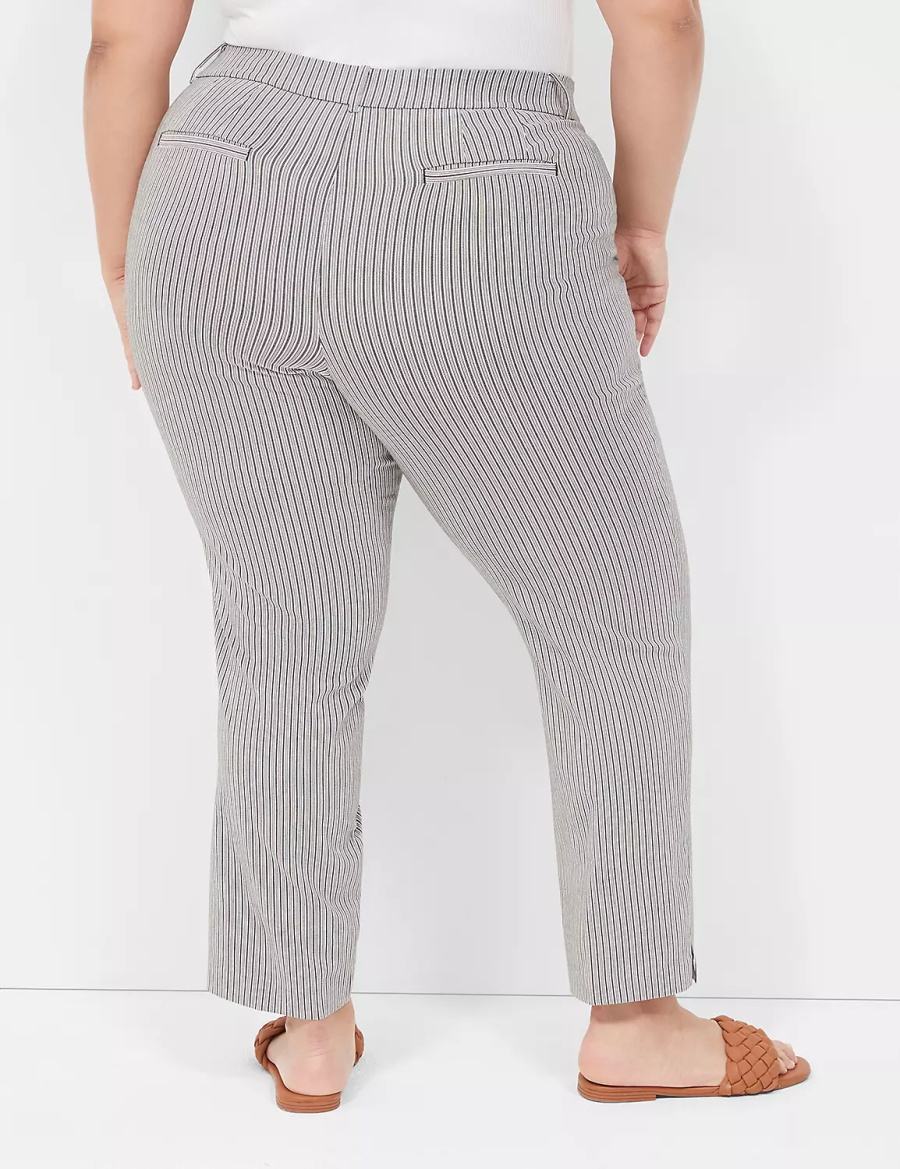 Lane Bryant 4-Season Slim Ankle Pantaloni Donna Nere Strisce | WBQ6924LT