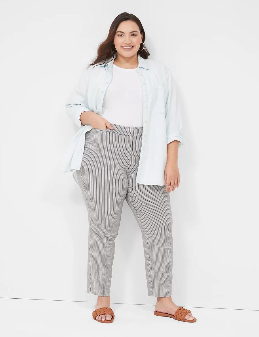 Lane Bryant 4-Season Slim Ankle Pantaloni Donna Nere Strisce | WBQ6924LT