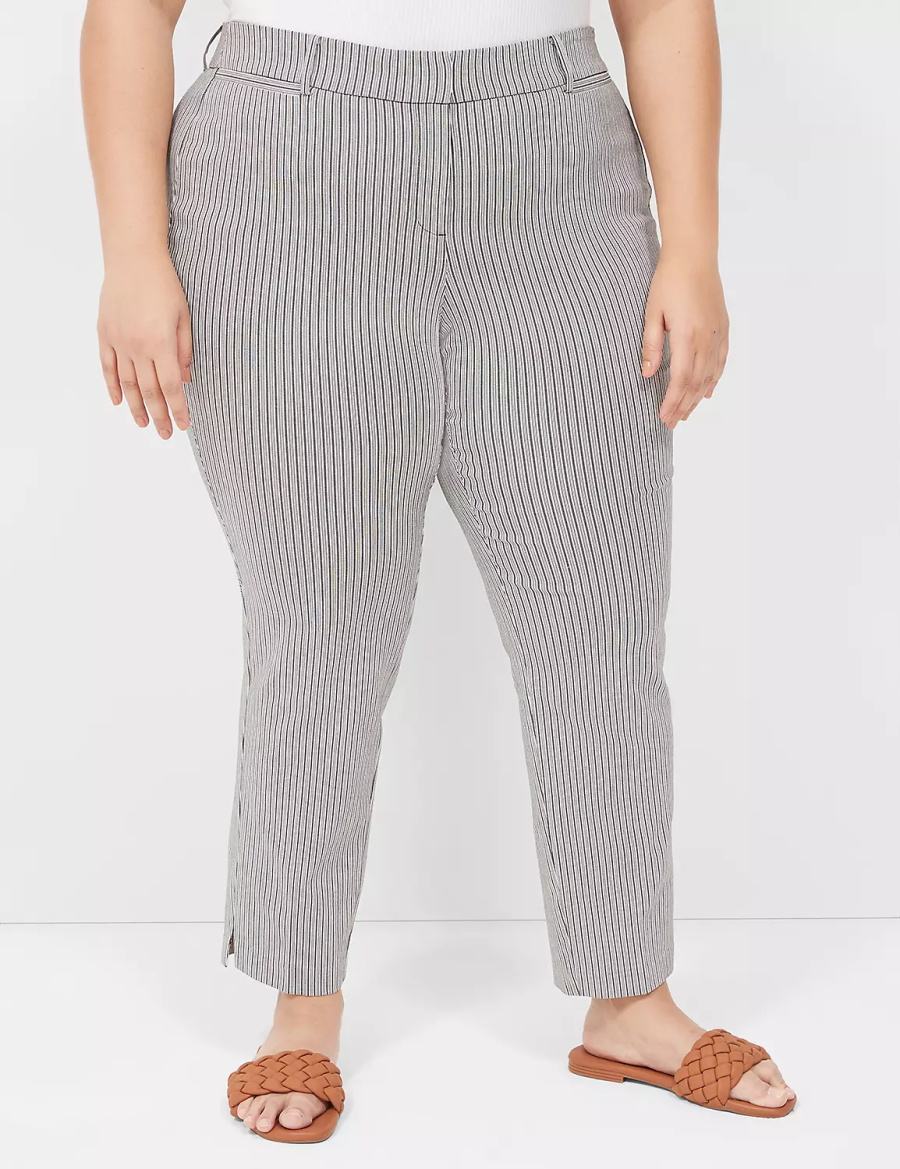 Lane Bryant 4-Season Slim Ankle Pantaloni Donna Nere Strisce | WBQ6924LT