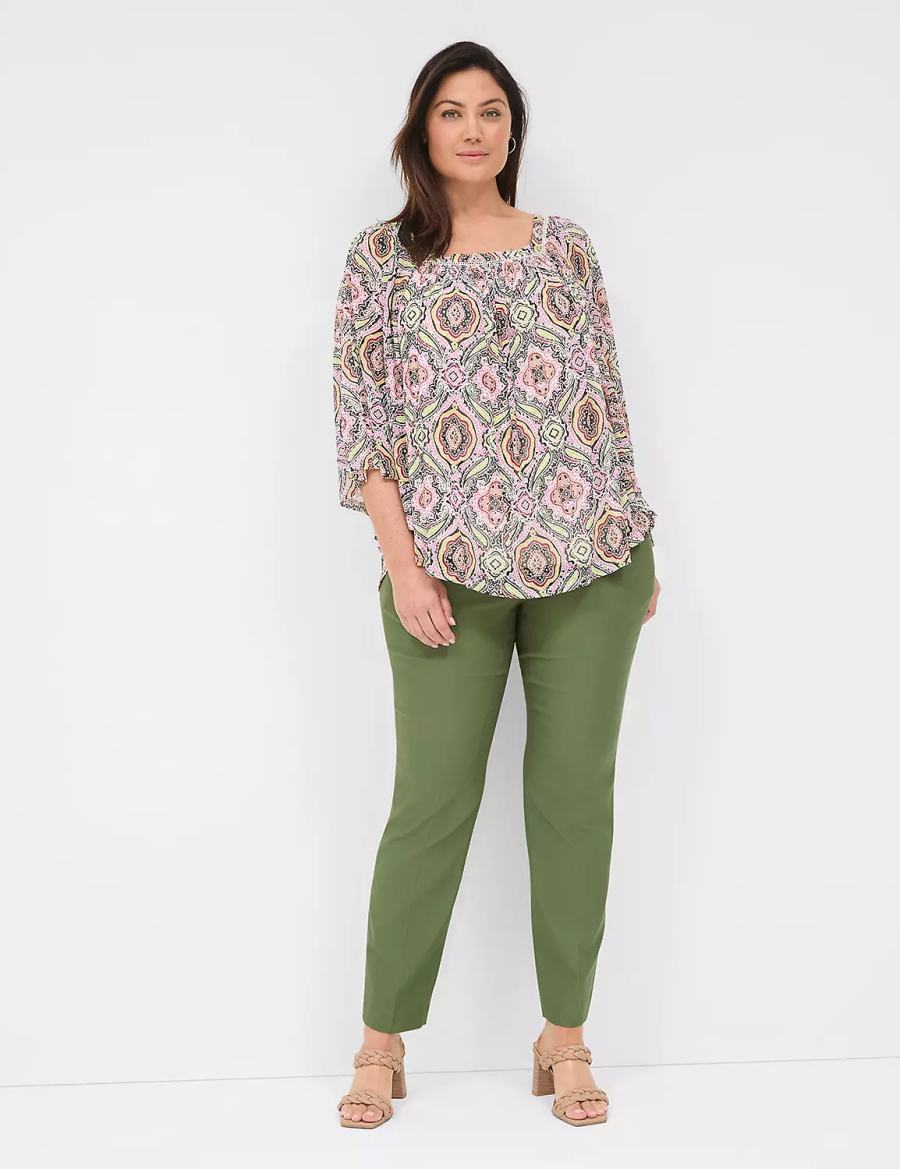 Lane Bryant 4-Season Slim Ankle Pantaloni Donna Marroni Verdi | MJC5757BY