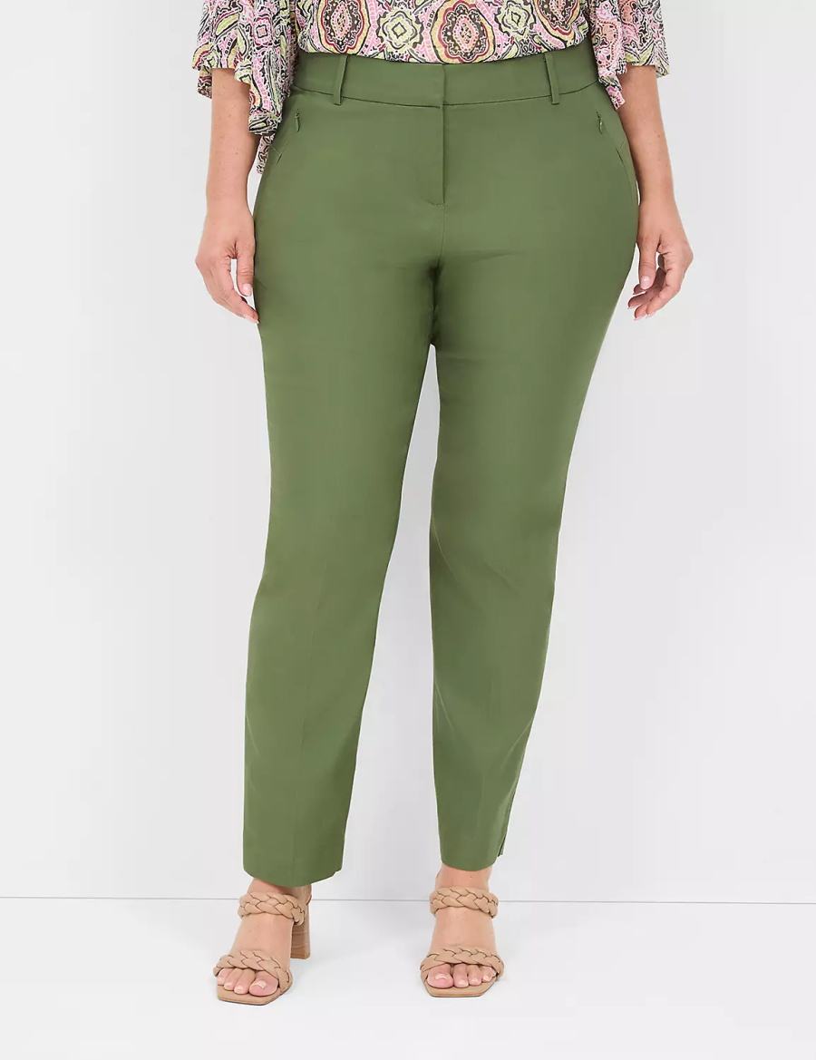 Lane Bryant 4-Season Slim Ankle Pantaloni Donna Marroni Verdi | MJC5757BY