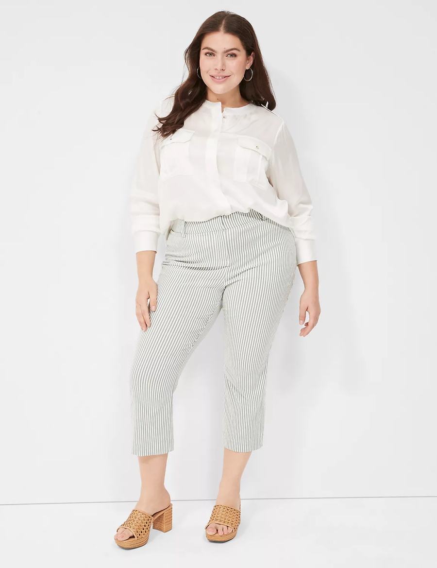 Lane Bryant 4-Season Slim Capri Pantaloni Donna Verdi Strisce | SLT9172TX